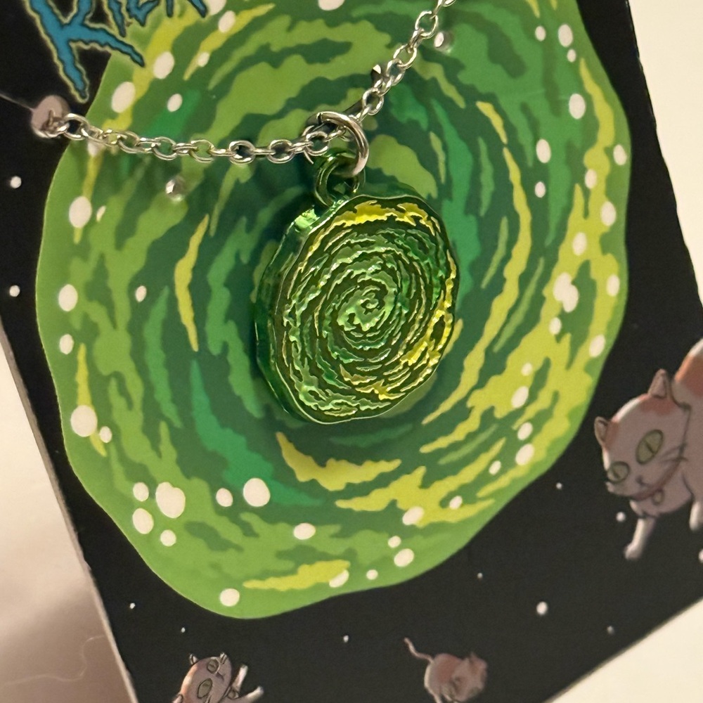 Rick and Morty™  Portal Necklace – Stainless Steel, 18” + 3” Extender - Picture 3 of 9